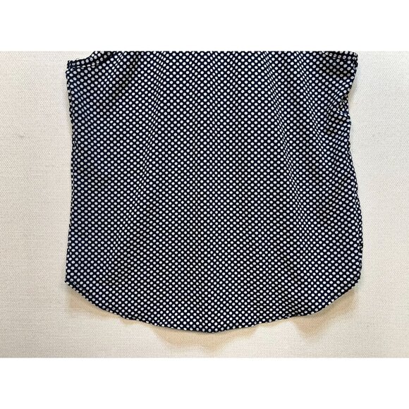 Ny Invasion Women's Smock Neck Top Sleeveless Size M Navy Blue White Polka Dot - Picture 7 of 7